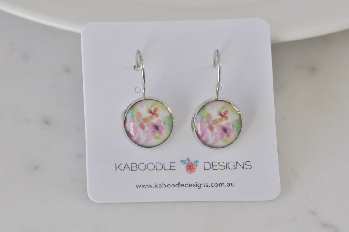 Handmade Round Clip Leverback Dangle Earrings