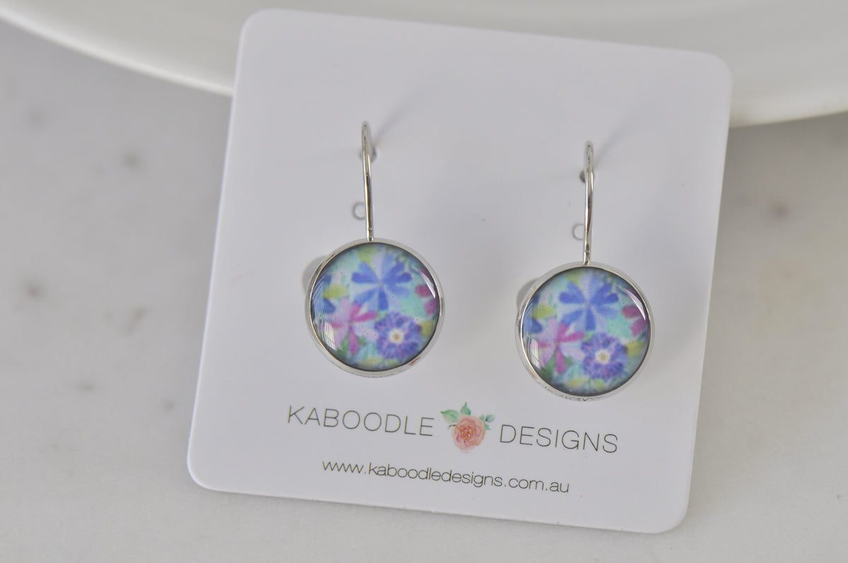 Handmade Round Clip Leverback Dangle Earrings
