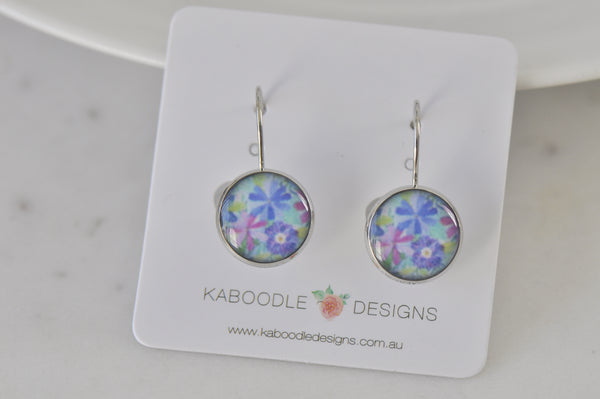 Handmade Round Clip Leverback Dangle Earrings