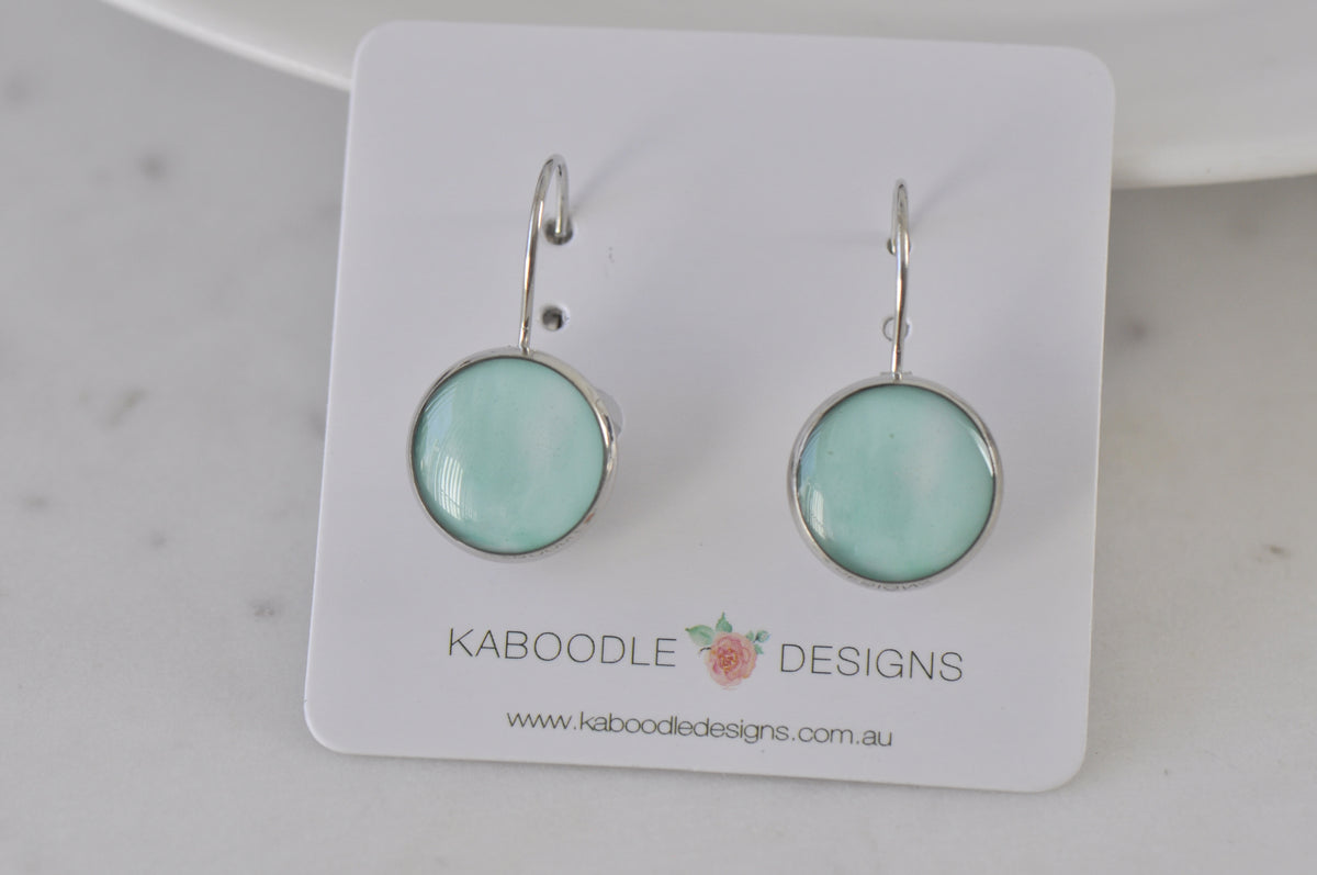 Handmade Round Clip Leverback Dangle Earrings