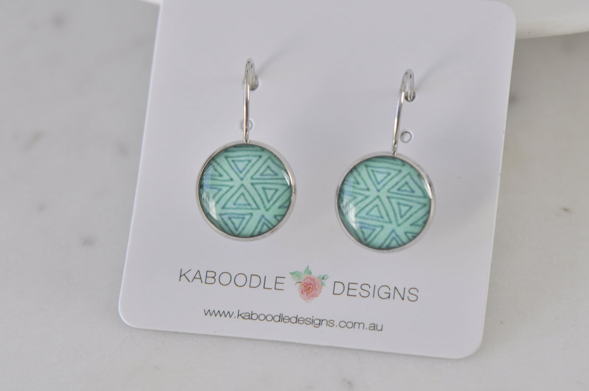 Handmade Round Clip Leverback Dangle Earrings