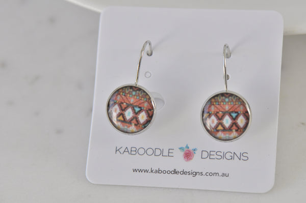 Handmade Round Clip Leverback Dangle Earrings