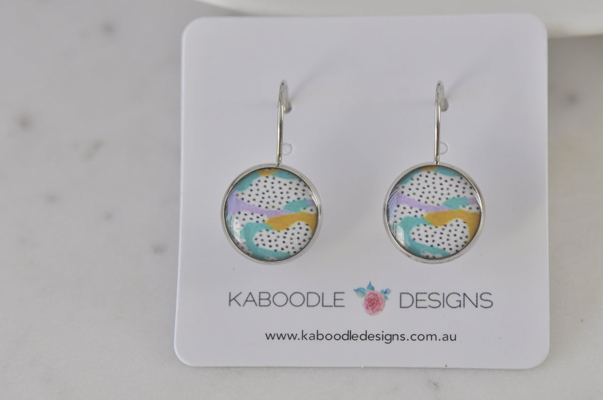 Handmade Round Clip Leverback Dangle Earrings