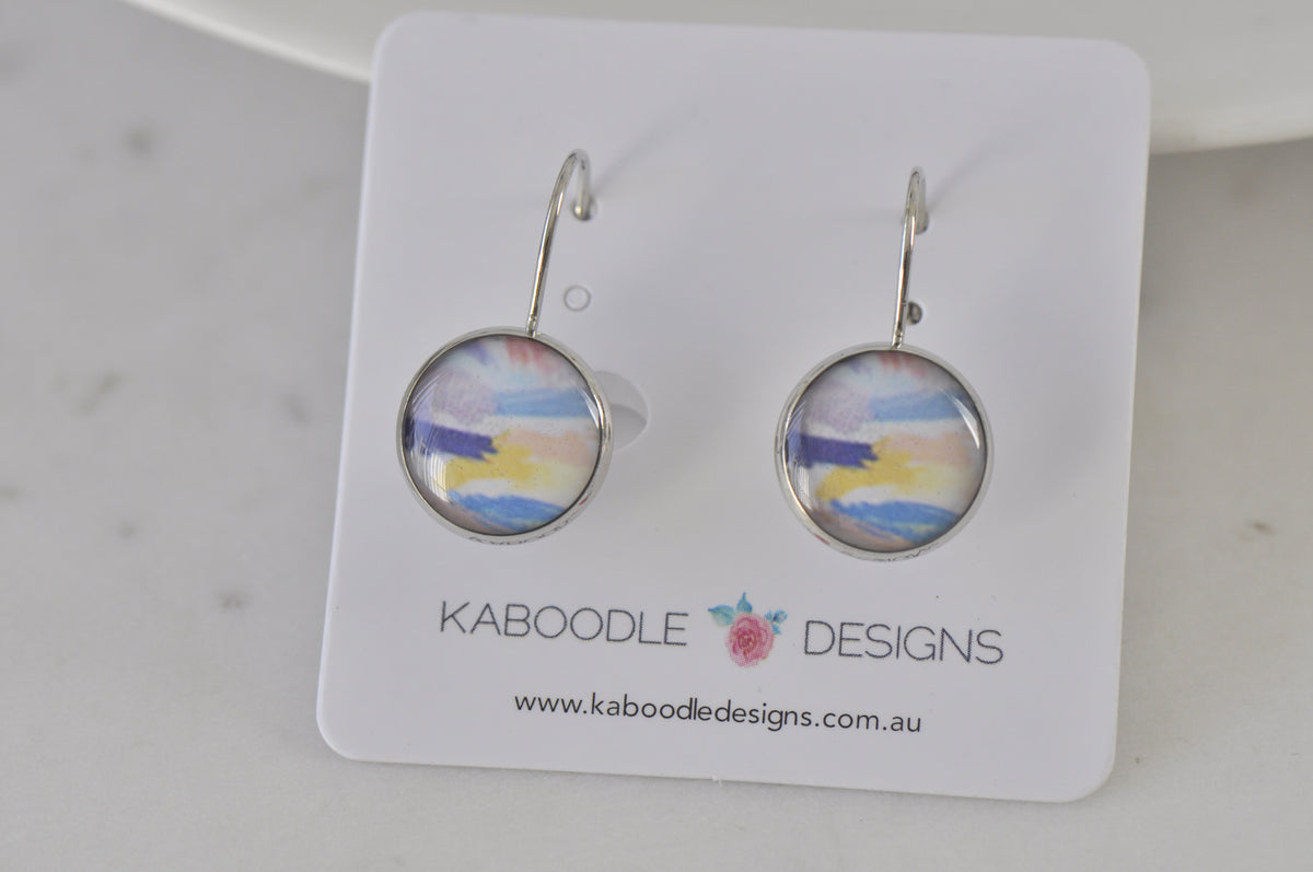 Handmade Round Clip Leverback Dangle Earrings