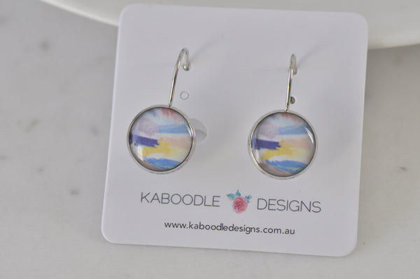 Handmade Round Clip Leverback Dangle Earrings