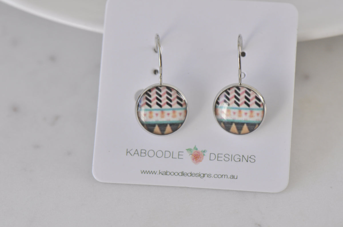 Handmade Round Clip Leverback Dangle Earrings