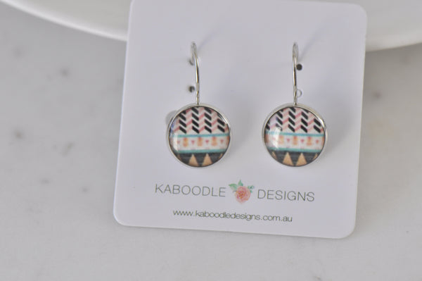 Handmade Round Clip Leverback Dangle Earrings