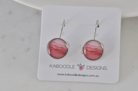 Handmade Round Clip Leverback Dangle Earrings