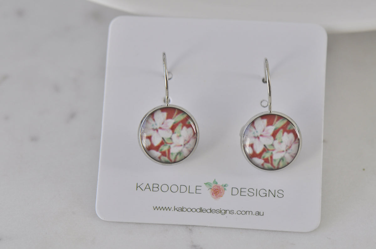 Handmade Round Clip Leverback Dangle Earrings