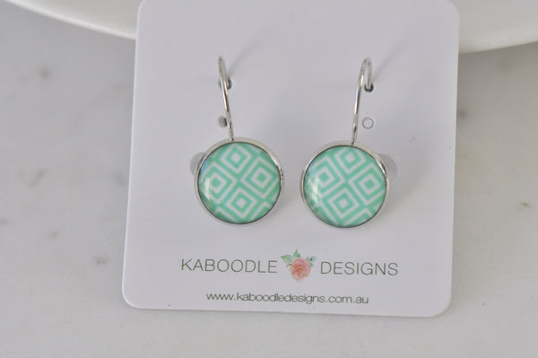 Handmade Round Clip Leverback Dangle Earrings