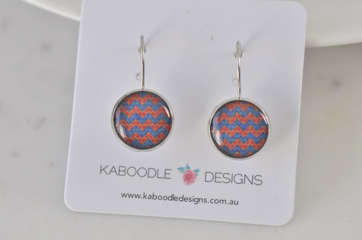 Handmade Round Clip Leverback Dangle Earrings