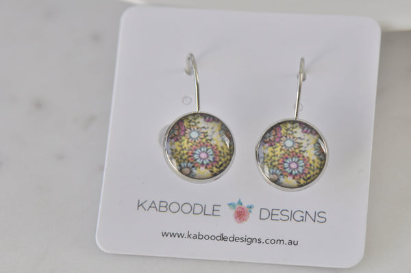 Handmade Round Clip Leverback Dangle Earrings