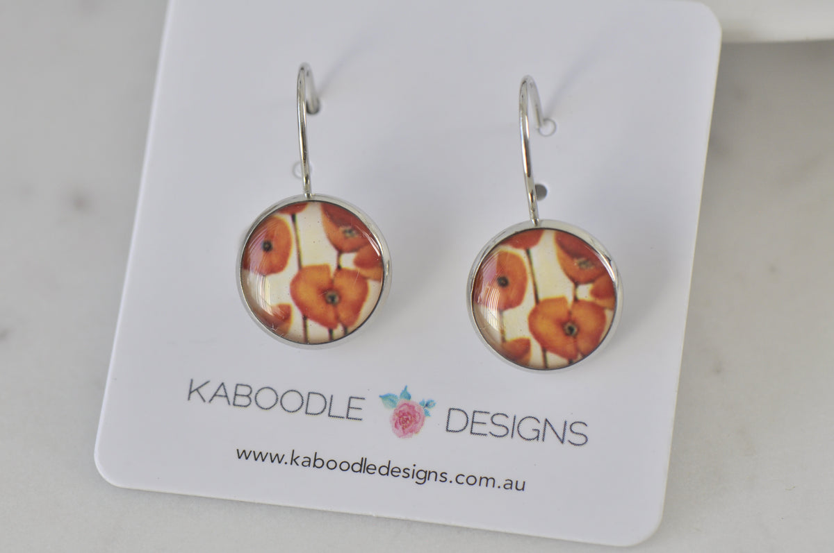 Handmade Round Clip Leverback Dangle Earrings