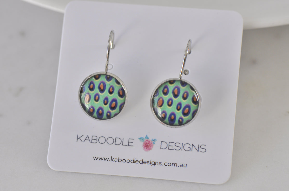 Handmade Round Clip Leverback Dangle Earrings