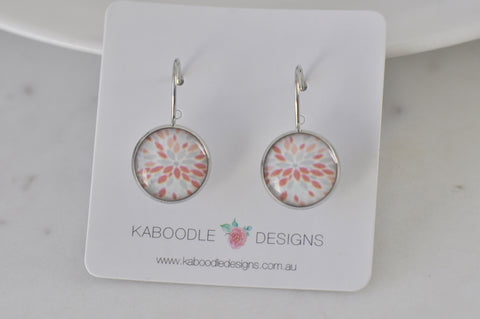 Handmade Round Clip Leverback Dangle Earrings