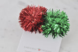 Christmas Tinsel Pom Pom Fun Drop Dangle Earrings