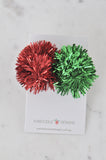 Christmas Tinsel Pom Pom Fun Drop Dangle Earrings