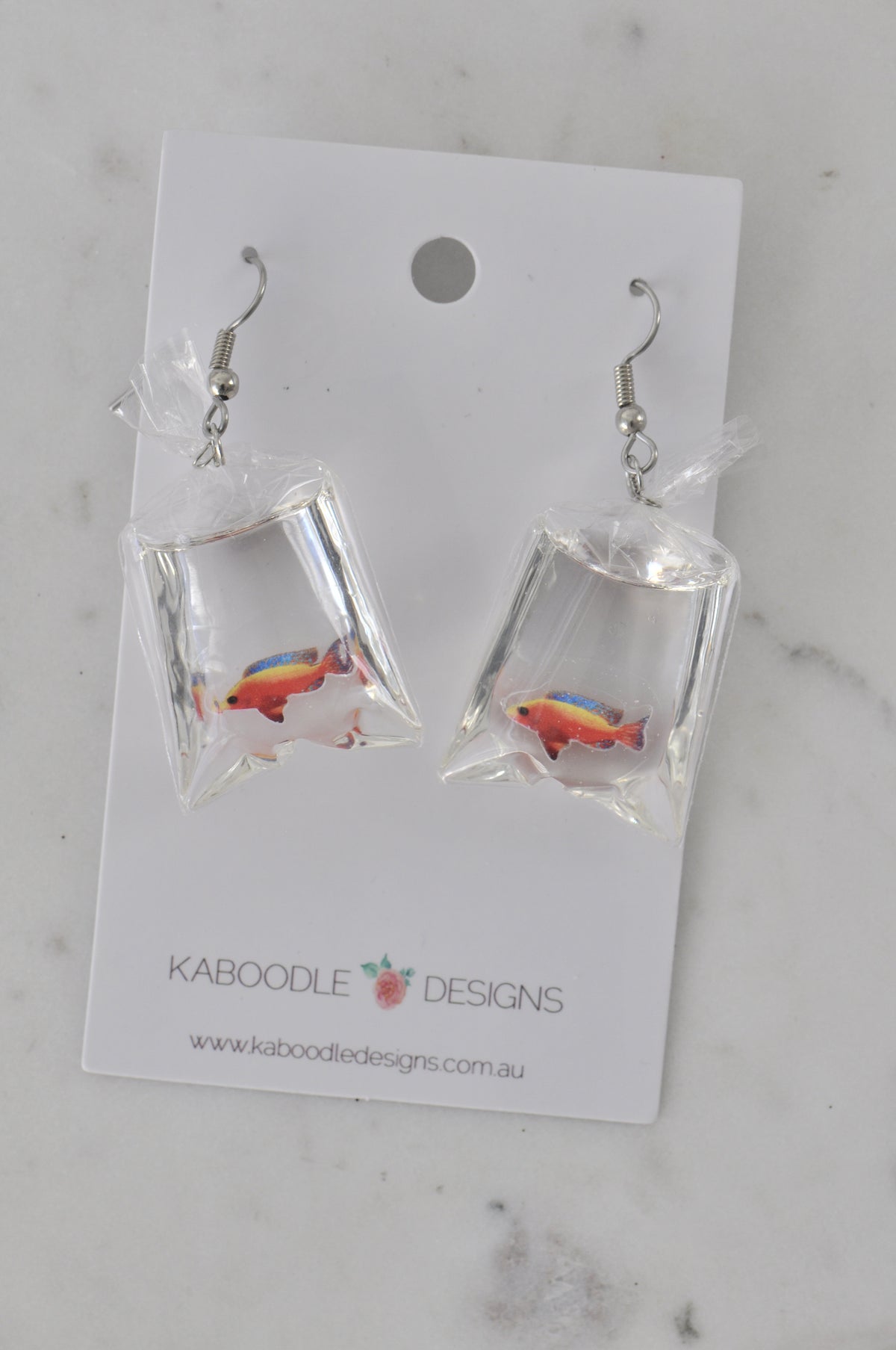 Novelty Resin Colourful Goldfish Gold Fish Bag Dangle Earrings