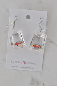 Novelty Resin Colourful Goldfish Gold Fish Bag Dangle Earrings