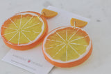 Large Cut Orange Slice Dangle Drop Earrings