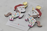 Acrylic Christmas Merry Christmas Xmas Santa Unicorn Drop Dangle Earrings