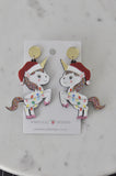 Acrylic Christmas Merry Christmas Xmas Santa Unicorn Drop Dangle Earrings