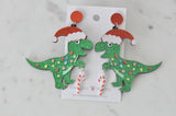 Acrylic Christmas Merry Christmas Xmas Santa Dinosaur Candy Cane Drop Dangle Earrings