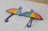 Acrylic Perspex Rainbow Umbrella Dangle Earrings