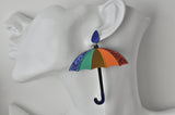Acrylic Perspex Rainbow Umbrella Dangle Earrings