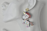 Acrylic Christmas Merry Christmas Xmas Santa Unicorn Drop Dangle Earrings