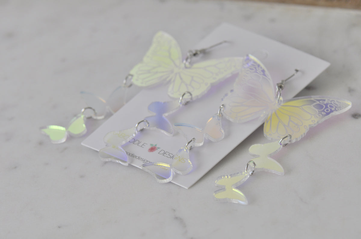 Acrylic Translucent Butterfly Drop Dangle Earrings