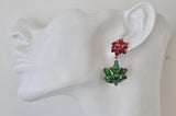 Christmas Green and Red Present Gift Ribbon Novelty Fun Drop Dangle Earrings