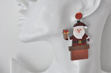 Acrylic Christmas Merry Christmas Xmas Santa Chimney Presents Drop Dangle Earrings