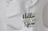 Acrylic Happy New Year Inspirational Drop Dangle Earrings