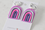 Clay Rainbow Drop Dangle Earrings - Purple