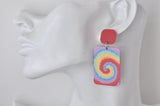 Acrylic Art Rainbow Swirl Drop Dangle Earrings