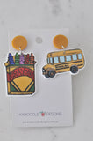 Novelty School Teachers School Bus and Crayongs Dangle Drop Earrings