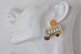 Novelty School Teachers School Bus and Crayongs Dangle Drop Earrings