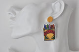 Novelty School Teachers School Bus and Crayongs Dangle Drop Earrings