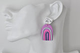 Clay Rainbow Drop Dangle Earrings - Purple