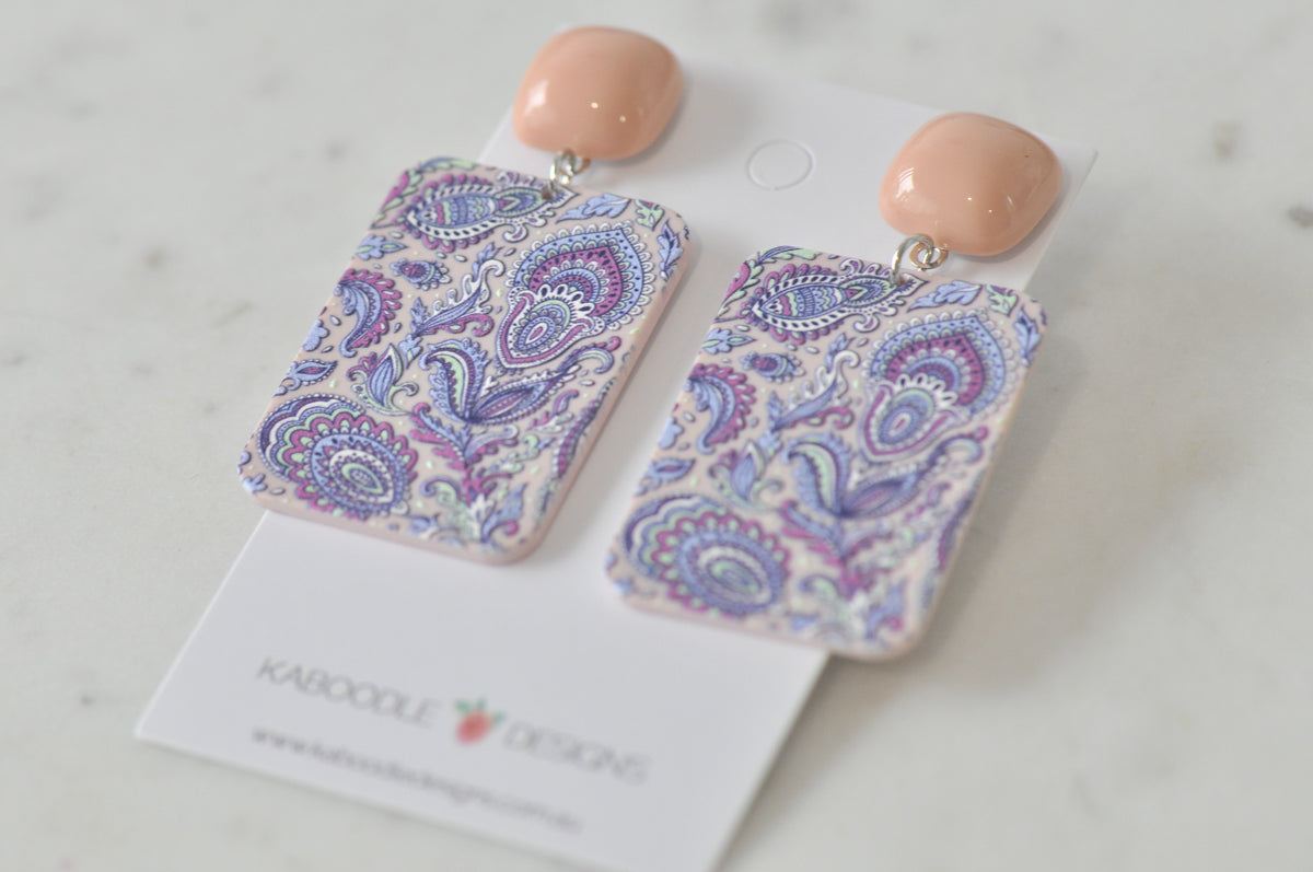 Acrylic Paisley Swirls and Patterns Drop Dangle Earrings