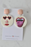 Acrylic Face Tongue Circle Drop Dangle Earrings