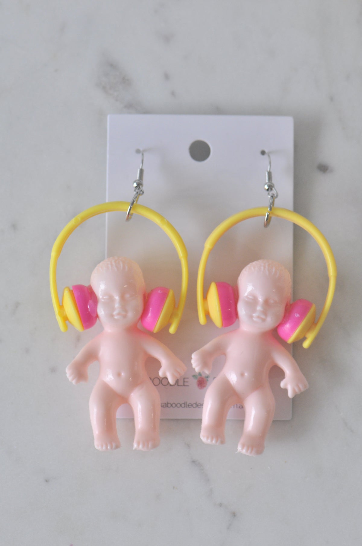 Novelty DJ Baby With Headphone Drop Dangle Earrings