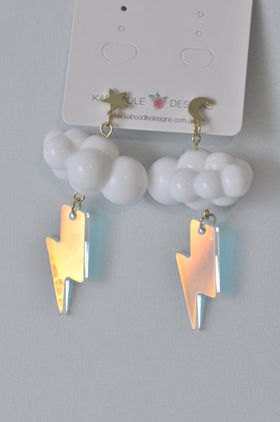 Cloud Lightning 3D Novelty Dangle Drop Earrings