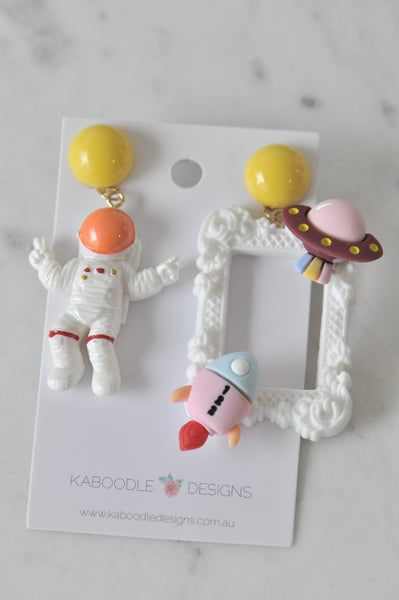 Novelty Astronaut Rocket Alien UFO Drop Dangle Earrings