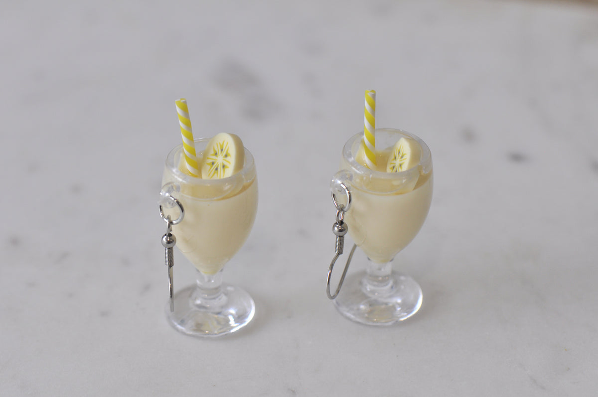 Novelty Banana Milkshake Thick shake Dangle Drop Earrings