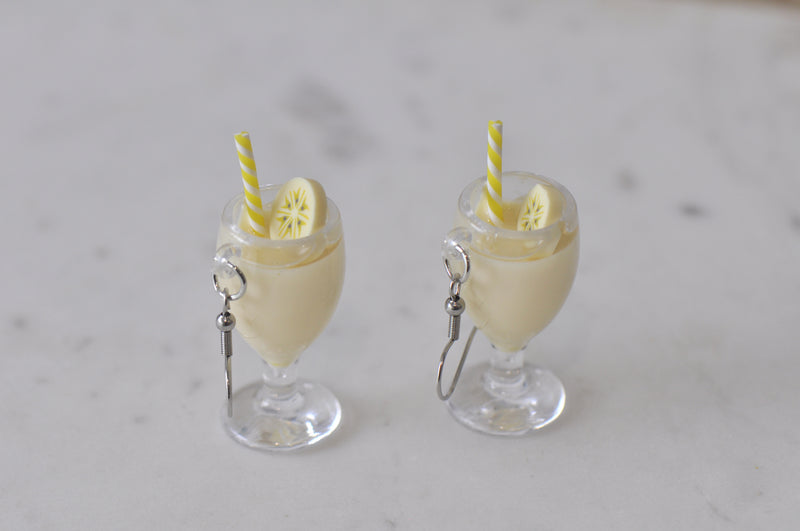 Novelty Banana Milkshake Thick shake Dangle Drop Earrings