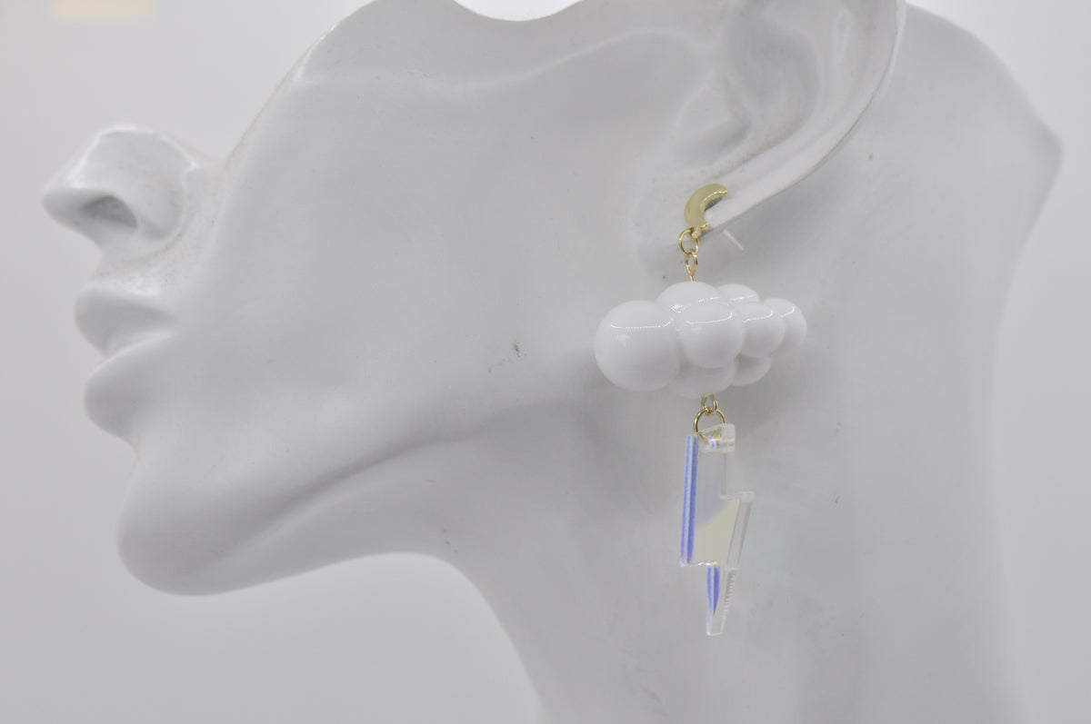 Cloud Lightning 3D Novelty Dangle Drop Earrings