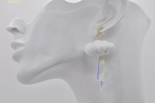 Cloud Lightning 3D Novelty Dangle Drop Earrings
