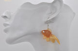 Novelty Fun Goldfish Fish Dangle Drop Earrings - Orange
